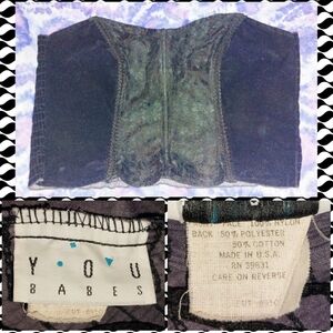 You Babes brand Black Velvet & Lace Sleeveless Crop Top Sz Medium